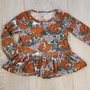 Baby Gap Fox Print Long Sleeve Peplum Top